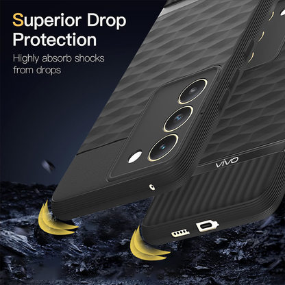 VIVO Y200E 5G 3D Hexa Cube Design Drop Protection | Camera Protection TPU Back Case