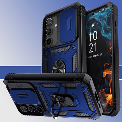Galaxy A26 5g Armor Case with Slide Camera Cover[Military Grade 16ft. Drop Tested] Magnetic Ring Kickstand Protective Phone Case