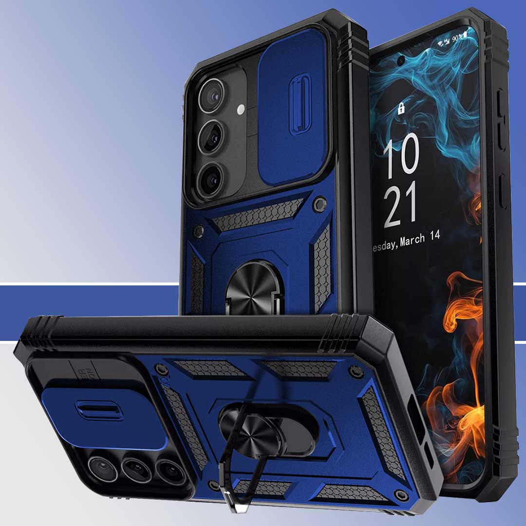 Galaxy A36 5g Armor Case with Slide Camera Cover[Military Grade 16ft. Drop Tested] Magnetic Ring Kickstand Protective Phone Case
