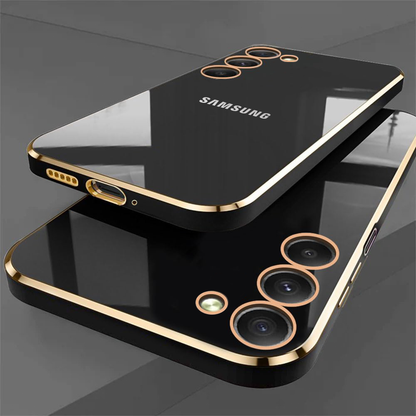 GALAXY S25 5G ULTRA-SHINE GOLD ELECTROPLATED LUXURIOUS  BACK CASE WITH CAMERA PROTECTION