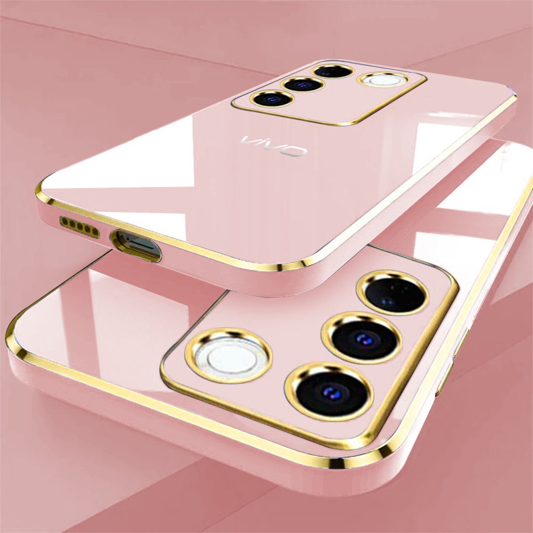 VIVO V27 PRO 5G ULTRA-SHINE GOLD ELECTROPLATED LUXURIOUS  BACK CASE WITH CAMERA PROTECTION