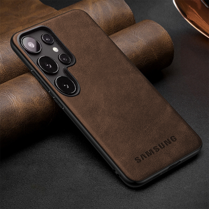 Samsung Galaxy S25 ULTRA 5G Drop Protection | Imposed Logo|Raised Camera Edges Protective Back Leather Case