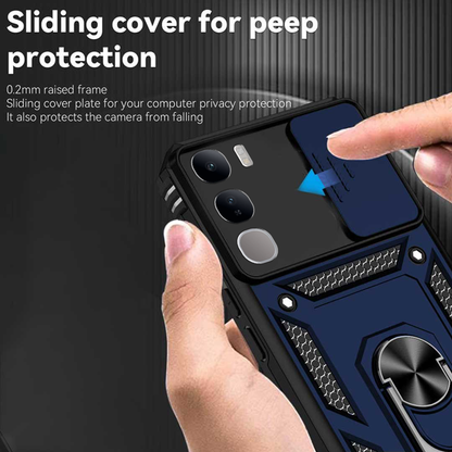 VIVO Y29 5G Armor Case with Slide Camera Cover[Military Grade 16ft. Drop Tested] Magnetic Ring Kickstand Protective Phone Case