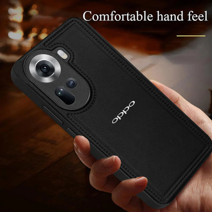 OPPO RENO 11 5G  Vintage Leather Stitched Protective Back Case With Camera Protection