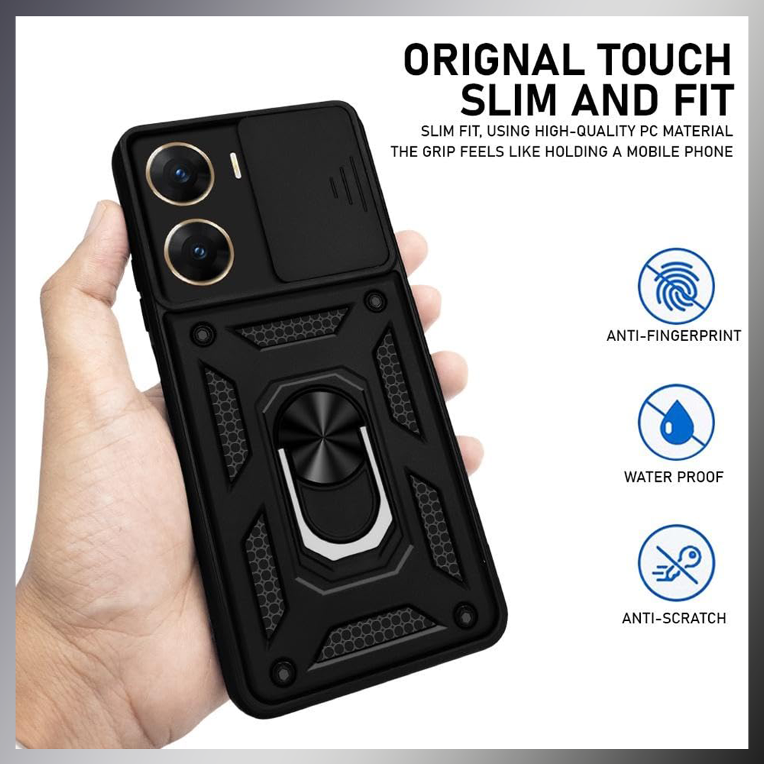 VIVO V29E 5G Armor Military-grade Case With Sliding Camera Cover & 360 Kickstand-BLACK