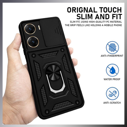 VIVO V29E 5G Armor Military-grade Case With Sliding Camera Cover & 360 Kickstand-BLACK