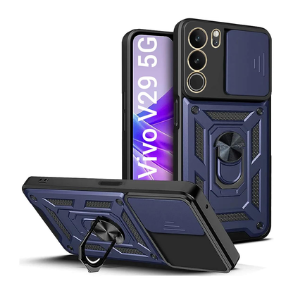VIVO V29 5G Armor Military-grade Case With Sliding Camera Cover & 360 Kickstand-BLACK