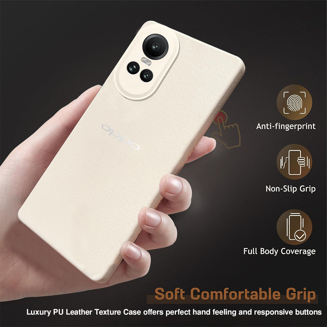 Oppo Reno 10 5G Solid Color Leather Texture Matte Phone Back Case