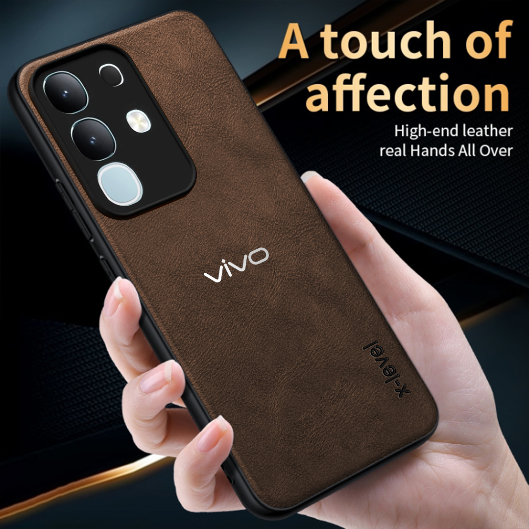 VIVO T4x 5G  Business Style  PU LEATHER PROTECTIVE BACK CASE WITH CAMERA PROTECTION