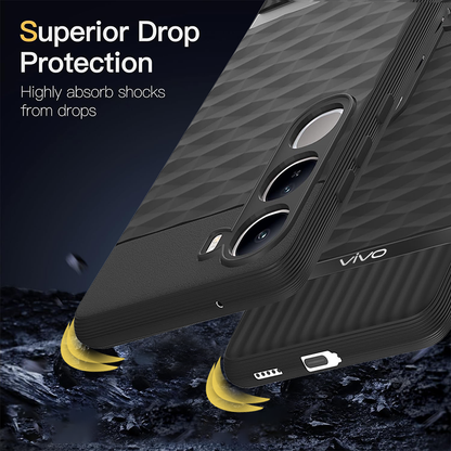 VIVO Y300 5G 3D Hexa Cube Design Drop Protection | Camera Protection TPU Back Case