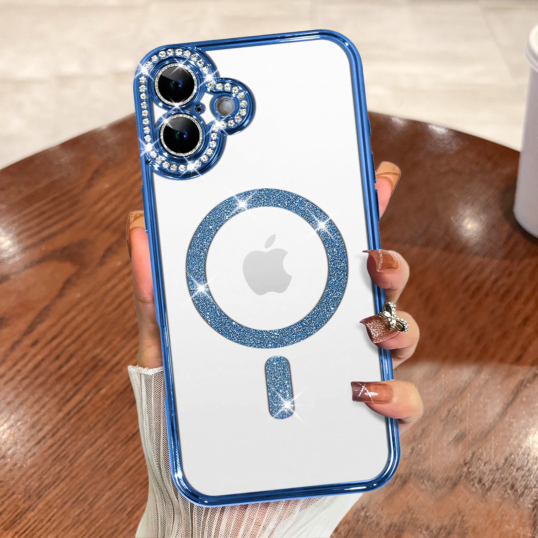 IPHONE (13/14/15/16) 5G Diamond Gradient Plated MagSafe TPU With Camera Lens Protection Phone Case