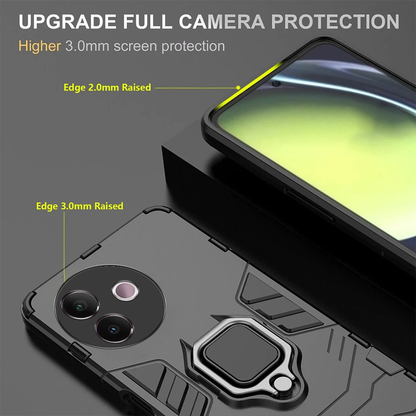 VIVO Y39 5G Black Panther Metal Bracket Shockproof Protective Back Case