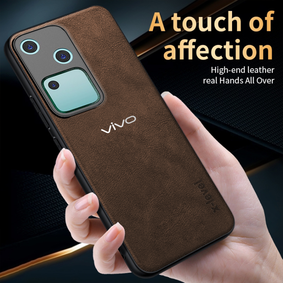 VIVO V30 5G Business Style PU LEATHER PROTECTIVE BACK CASE WITH CAMERA PROTECTION
