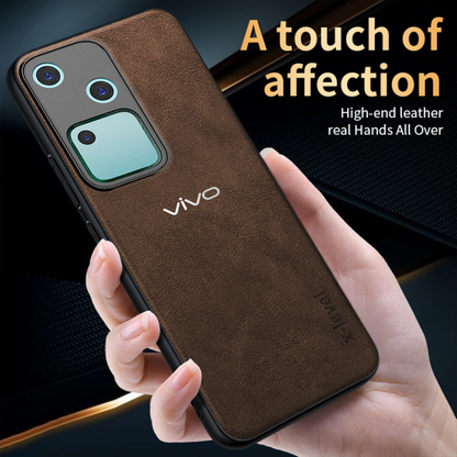 VIVO V30 5G Business Style PU LEATHER PROTECTIVE BACK CASE WITH CAMERA PROTECTION