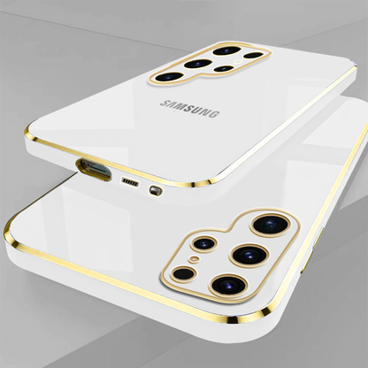 GALAXY S25 ULTRA 5G ULTRA-SHINE GOLD ELECTROPLATED LUXURIOUS  BACK CASE WITH CAMERA PROTECTION