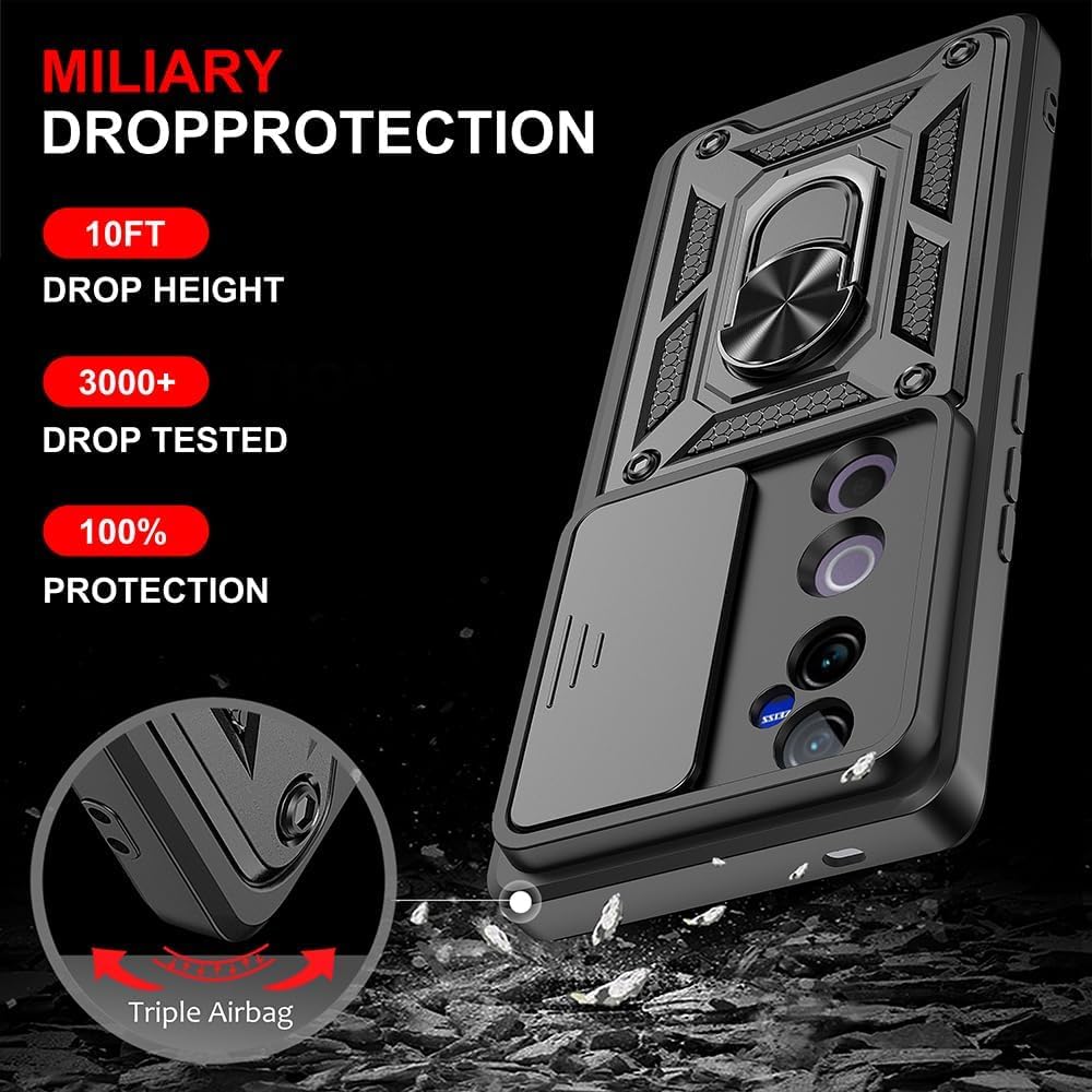 VIVO V40 5G Armor Military-grade Case With Sliding Camera Cover & 360 Kickstand