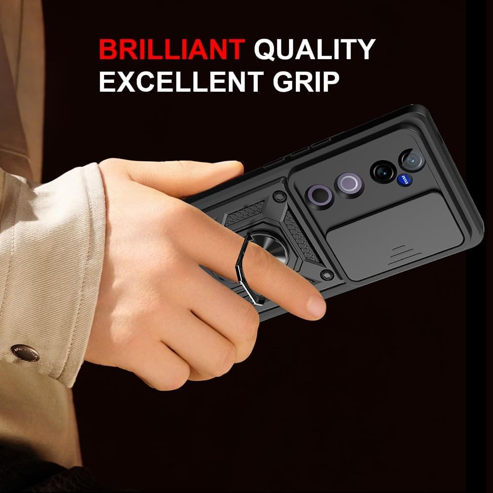 VIVO V40 5G Armor Military-grade Case With Sliding Camera Cover & 360 Kickstand