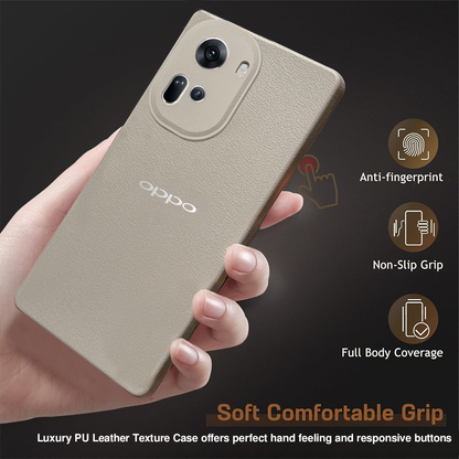 Oppo Reno 11 5G Solid Color Leather Texture Matte Phone Back Case