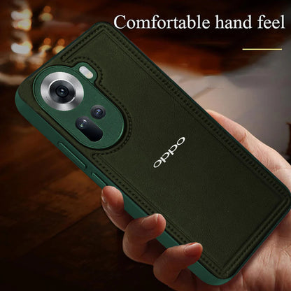 OPPO RENO 11 5G  Vintage Leather Stitched Protective Back Case With Camera Protection