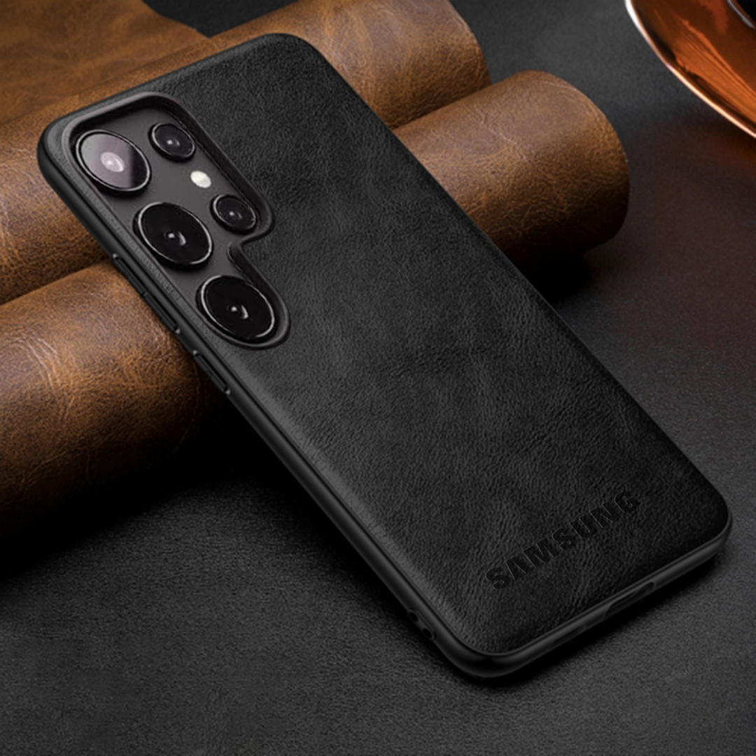 Samsung Galaxy S25 ULTRA 5G Drop Protection | Imposed Logo|Raised Camera Edges Protective Back Leather Case