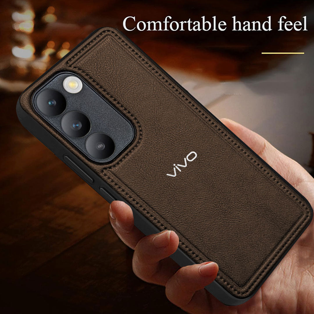 VIVO Y200E 5G Vintage Leather Stitched Protective Back Case