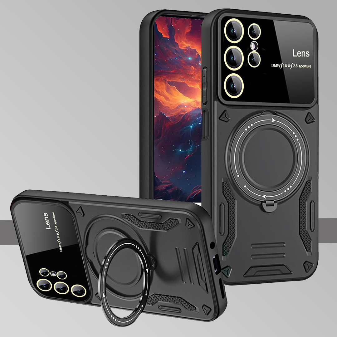 SAMSUNG GALAXY S25 Ultra 5G Heavy Duty Rugged Shockproof Camera Lens Protector Phone Cover with Kickstand