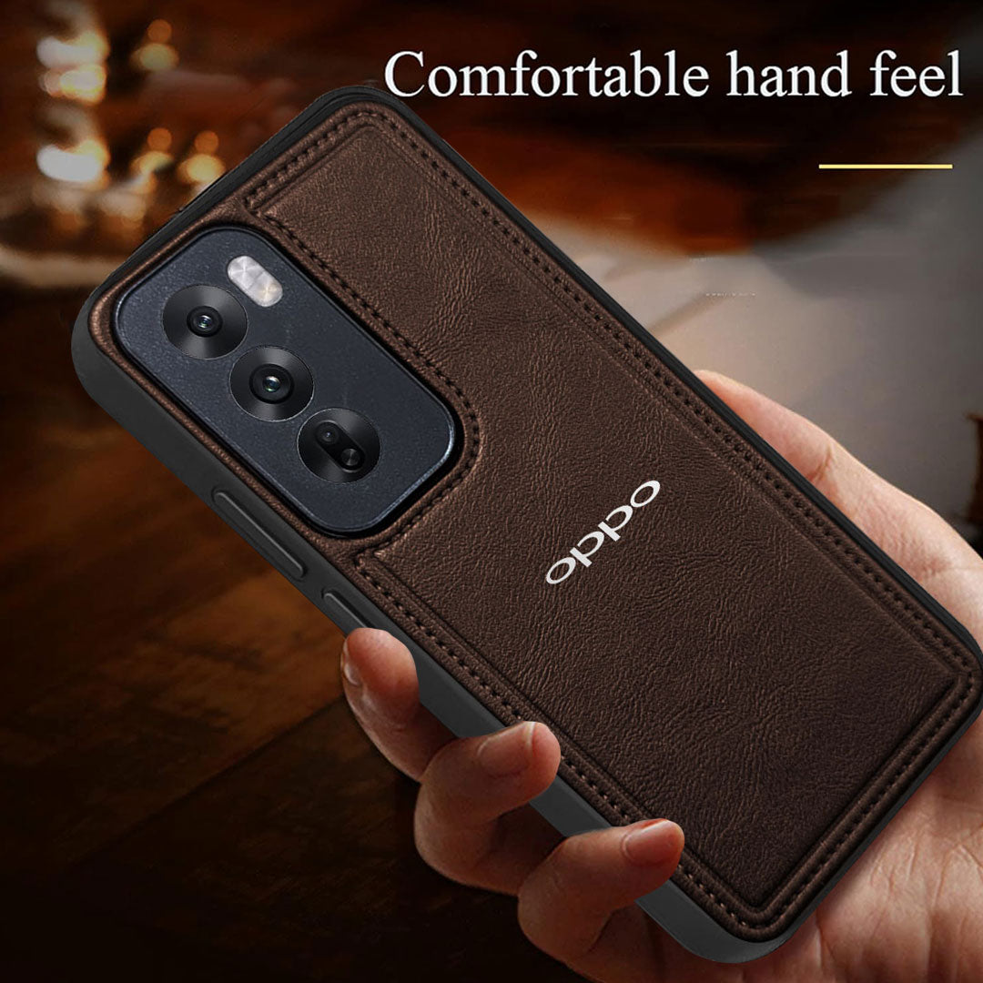 OPPO RENO 12 5G Vintage Leather Stitched Protective Back Case