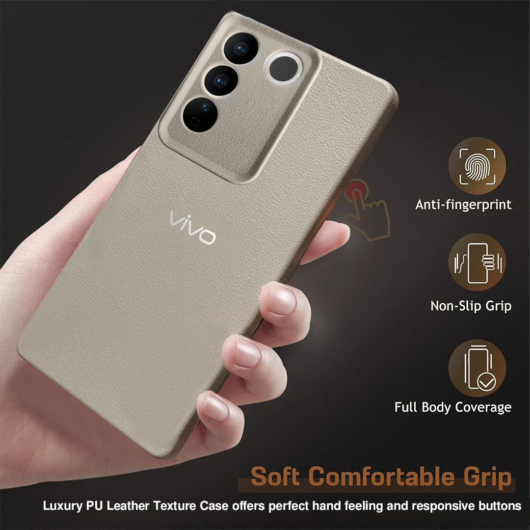 VIVO V27 5G Solid Color Leather Texture Matte Phone Back Case