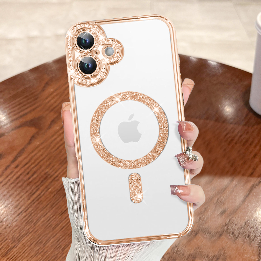IPHONE (13/14/15/16) 5G Diamond Gradient Plated MagSafe TPU With Camera Lens Protection Phone Case