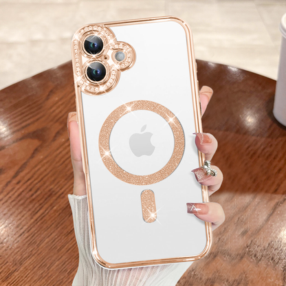 IPHONE (13/14/15/16) 5G Diamond Gradient Plated MagSafe TPU With Camera Lens Protection Phone Case