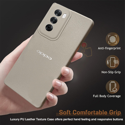 Oppo Reno 12 5G Solid Color Leather Texture Matte Phone Back Case