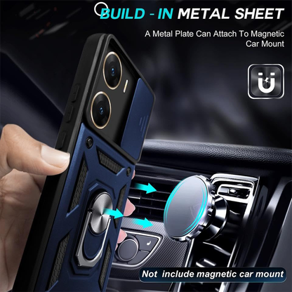 VIVO V29E 5G Armor Military-grade Case With Sliding Camera Cover & 360 Kickstand-BLACK