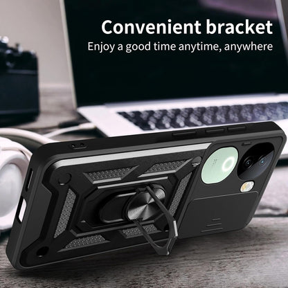 VIVO V40E 5G Armor Military-grade Case With Sliding Camera Cover & 360 Kickstand