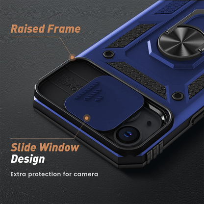 IPhone 15 5G Armor Military-grade Case With Sliding Camera Cover & 360 Kickstand