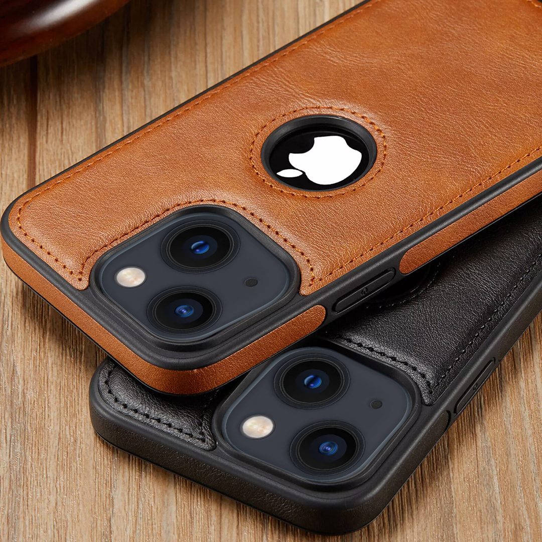 IPHONE 15 5G Drop Protection | Raised Camera Edges Protective Back Leather Case