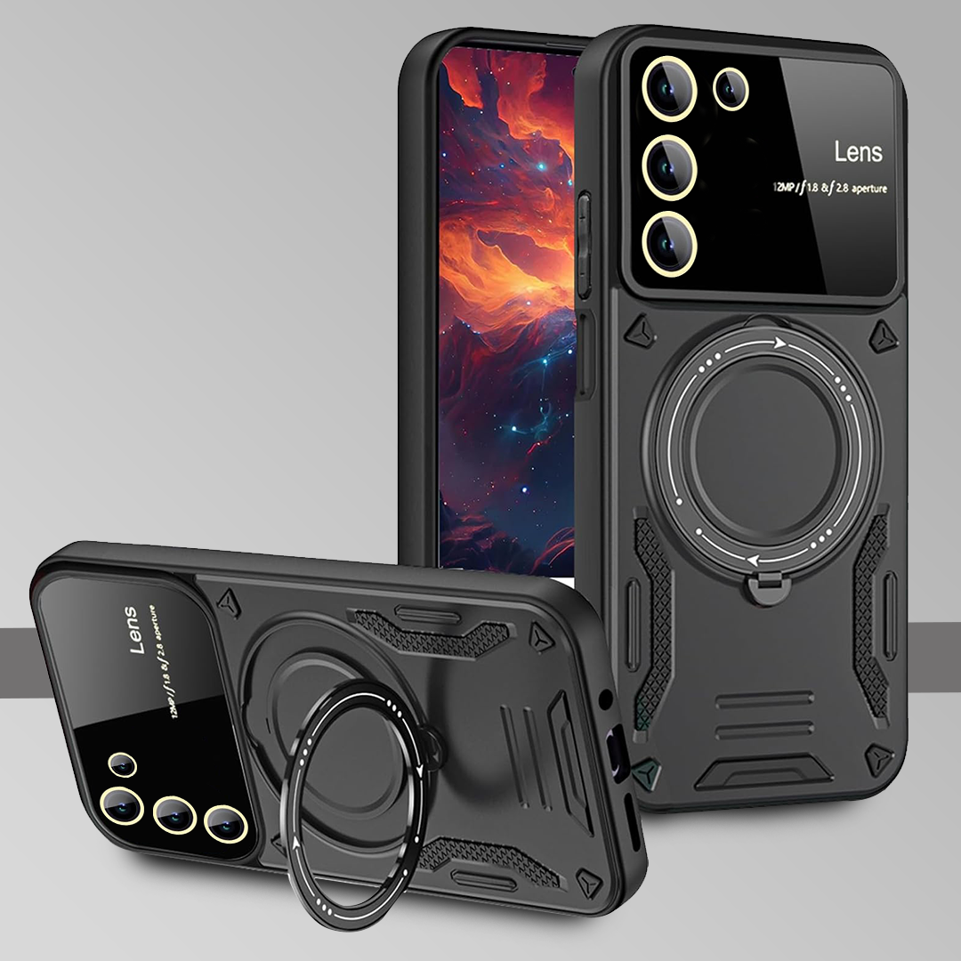 SAMSUNG GALAXY S23 5G Heavy Duty Rugged Shockproof Camera Lens Protector Phone Cover with Kickstand