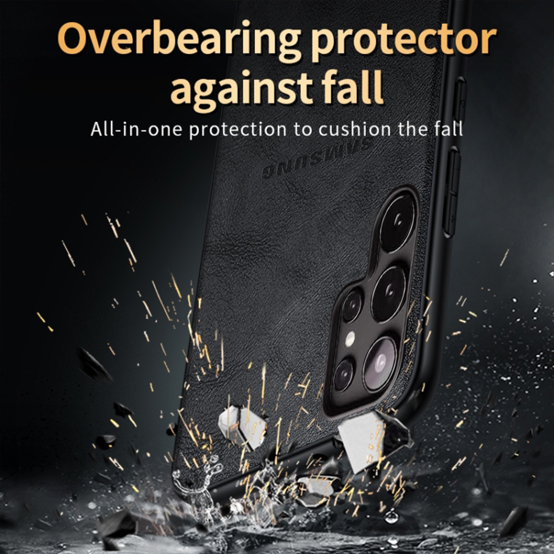 Samsung Galaxy S25 ULTRA 5G Drop Protection | Imposed Logo|Raised Camera Edges Protective Back Leather Case