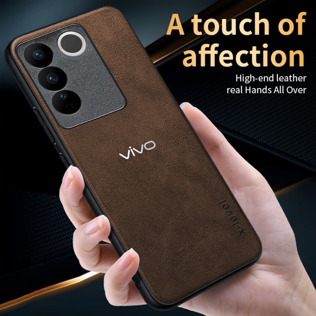 VIVO V27 5G Business Style PU LEATHER PROTECTIVE BACK CASE WITH CAMERA PROTECTION