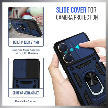 VIVO V29E 5G Armor Military-grade Case With Sliding Camera Cover & 360 Kickstand-BLACK