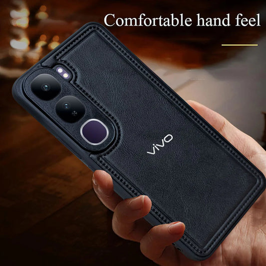 VIVO Y300 5G Vintage Leather Stitched Protective Back Case With Camera Protection