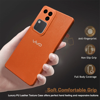 Vivo V30 5G Solid Color Leather Texture Matte Phone Back Case