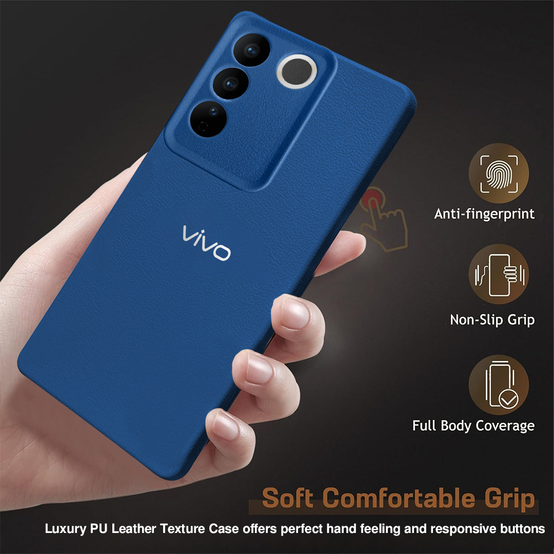 VIVO V27 5G Solid Color Leather Texture Matte Phone Back Case