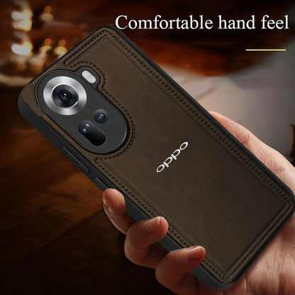 OPPO RENO 11 5G  Vintage Leather Stitched Protective Back Case With Camera Protection