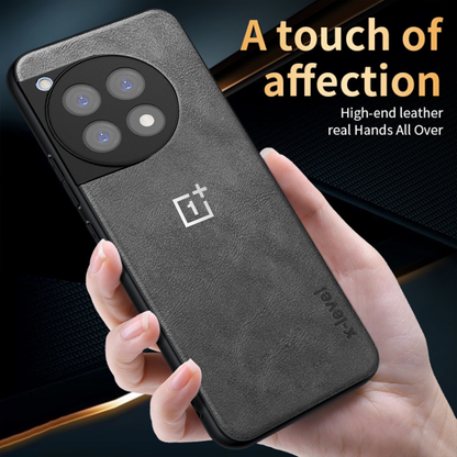 ONEPLUS 12R 5G Business Style PU LEATHER PROTECTIVE BACK CASE WITH CAMERA PROTECTION