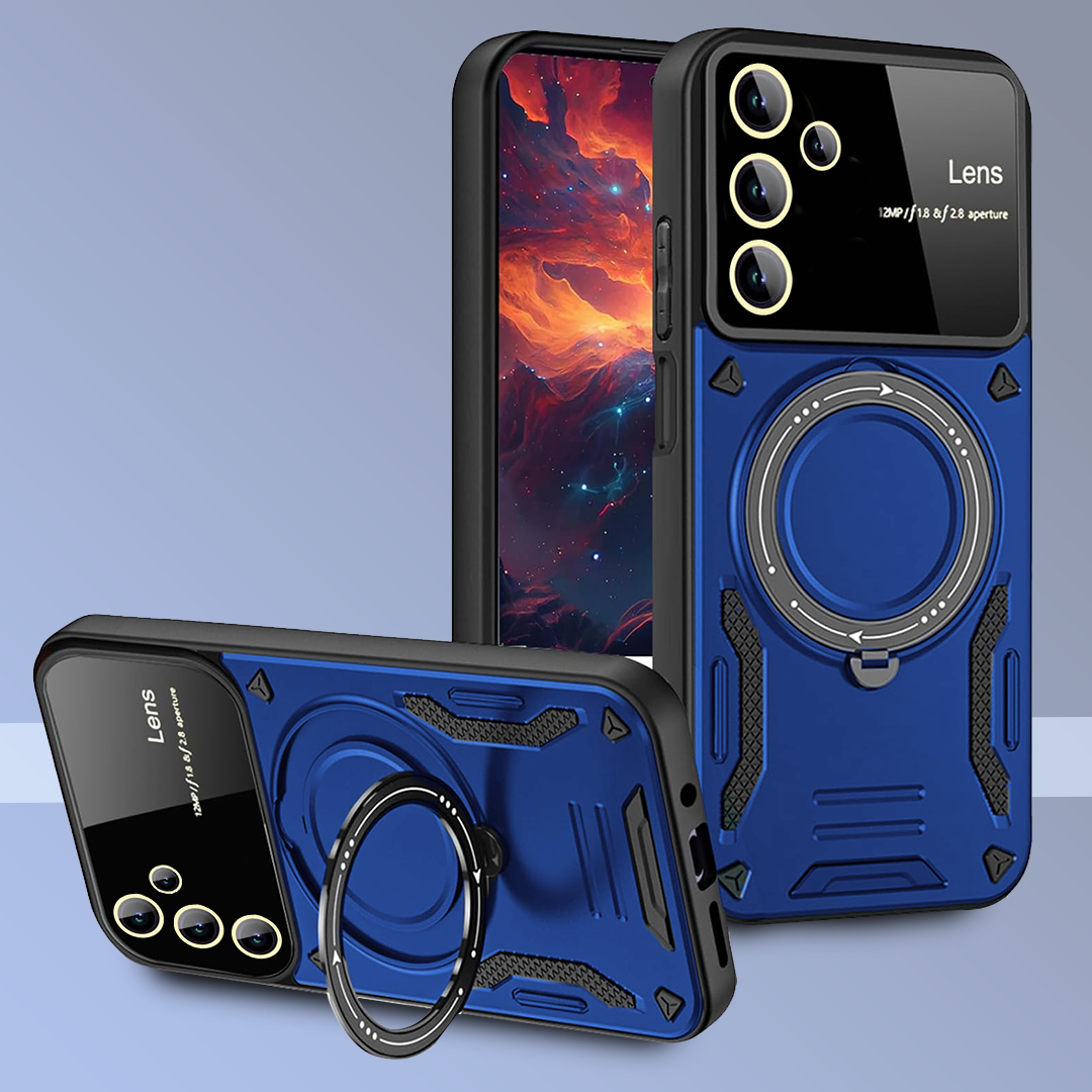 SAMSUNG GALAXY S23 FE 5G Heavy Duty Rugged Shockproof Camera Lens Protector Phone Cover with Kickstand