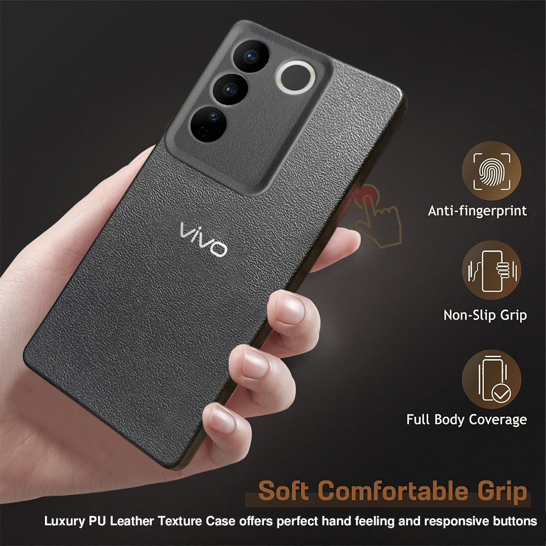 VIVO Y200 5G Solid Color Leather Texture Matte Phone Back Case