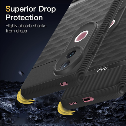 VIVO V50 5G 3D Hexa Cube Design Drop Protection | Camera Protection  TPU Back Case