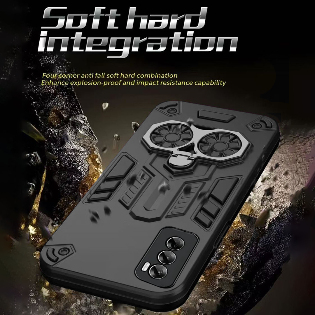 Oppo Reno 12 5G Armor knight Series Camera Protection 2 in 1 Shockproof Phone Cover with Kickstand