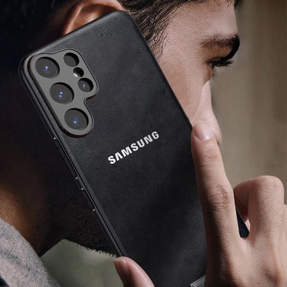 Samsung Galaxy S23 ULTRA 5G BUSINESS STYLE PU LEATHER PROTECTIVE BACK CASE WITH CAMERA PROTECTION