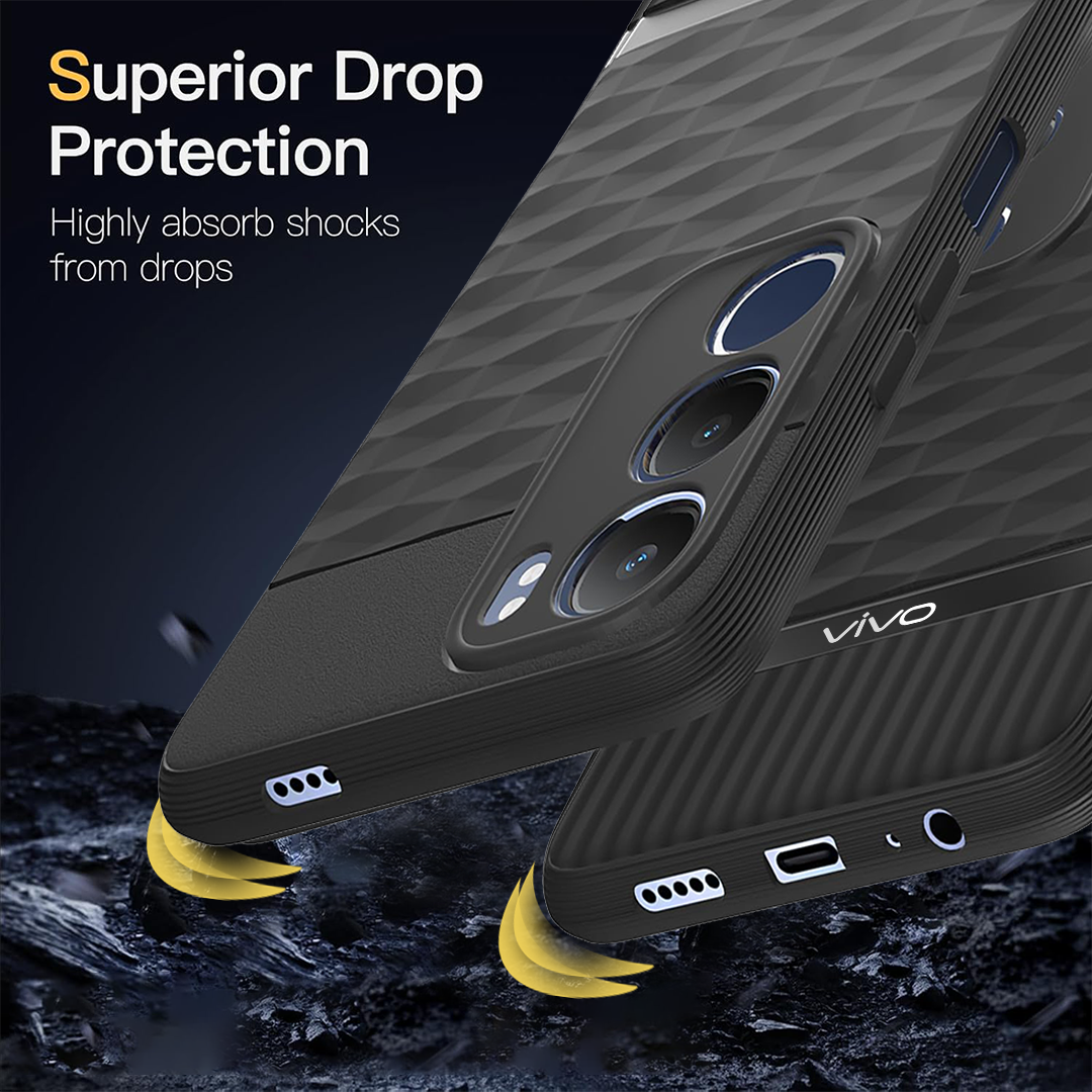 VIVO Y29 5G 3D Hexa Cube Design Drop Protection | Camera Protection TPU Back Case